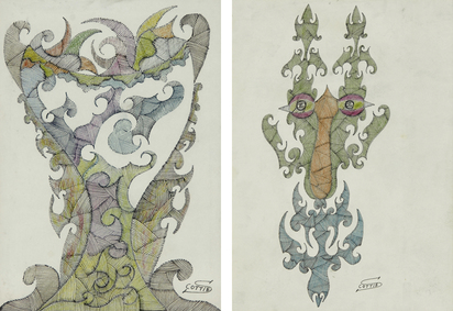 2 Blätter: Untitled; Jewelled Eyes