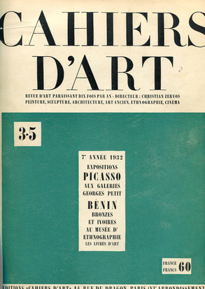 Buch. Expositions Picasso aux Galeries Georges Petit; Bénin, Bronzes et ivoires au Musée d'Ethnographie, 7e année 1932, Nos. 3-5