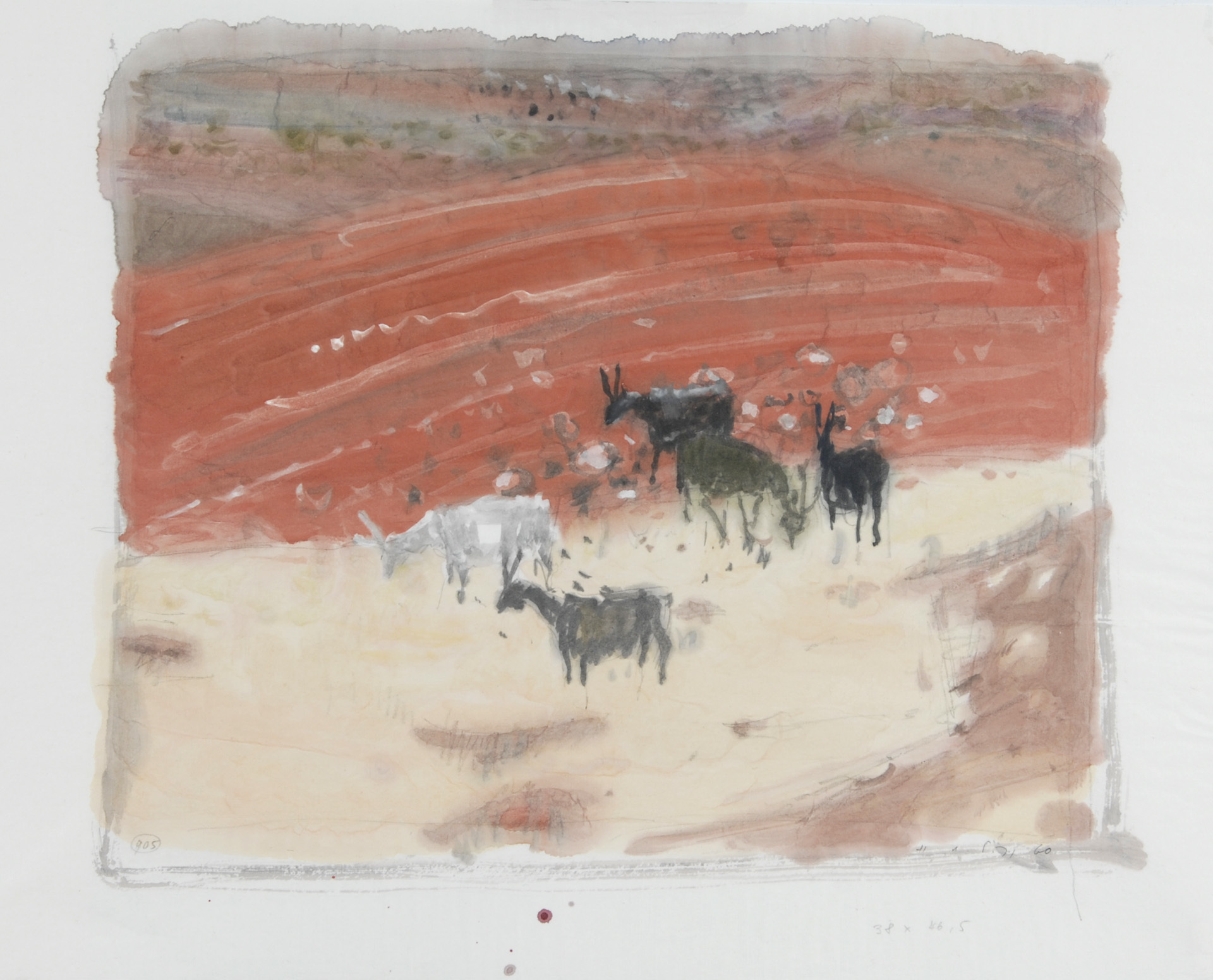 Hermann-Alfred Sigg, 2 Aquarelle: Tiere auf der Weide, 1960; Herbst, 1960