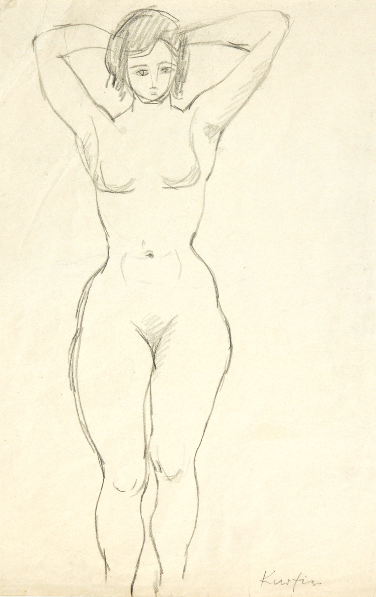 Gottlieb Kurfiss, 3 Zeichnungen: Frauenakt (2); Teekanne