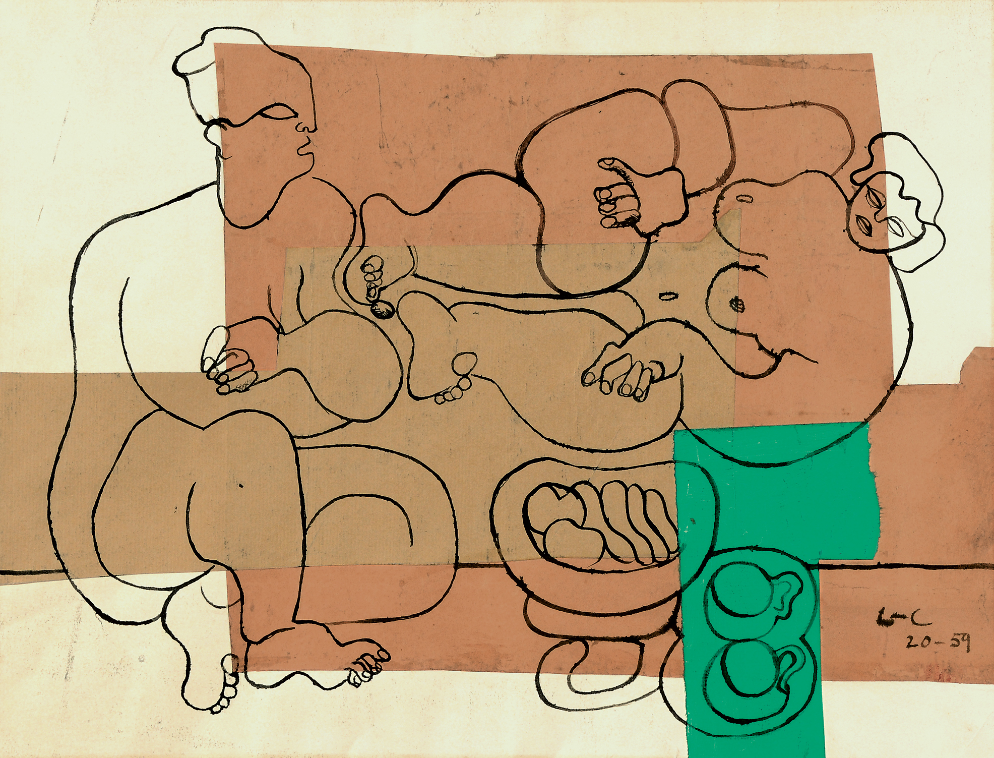Le Corbusier, Deux féminins, deux tasses à thé et coupe de fruits