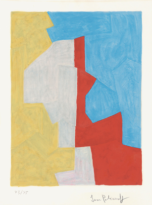 Composition jaune, rouge et bleue