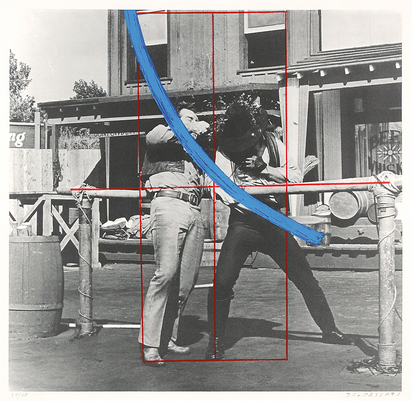 Blue Masterstroke over Red Diagram and Two Cowboys