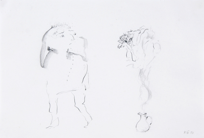 2 Zeichnungen: Die Nase frisst, 1969; Ohne Titel