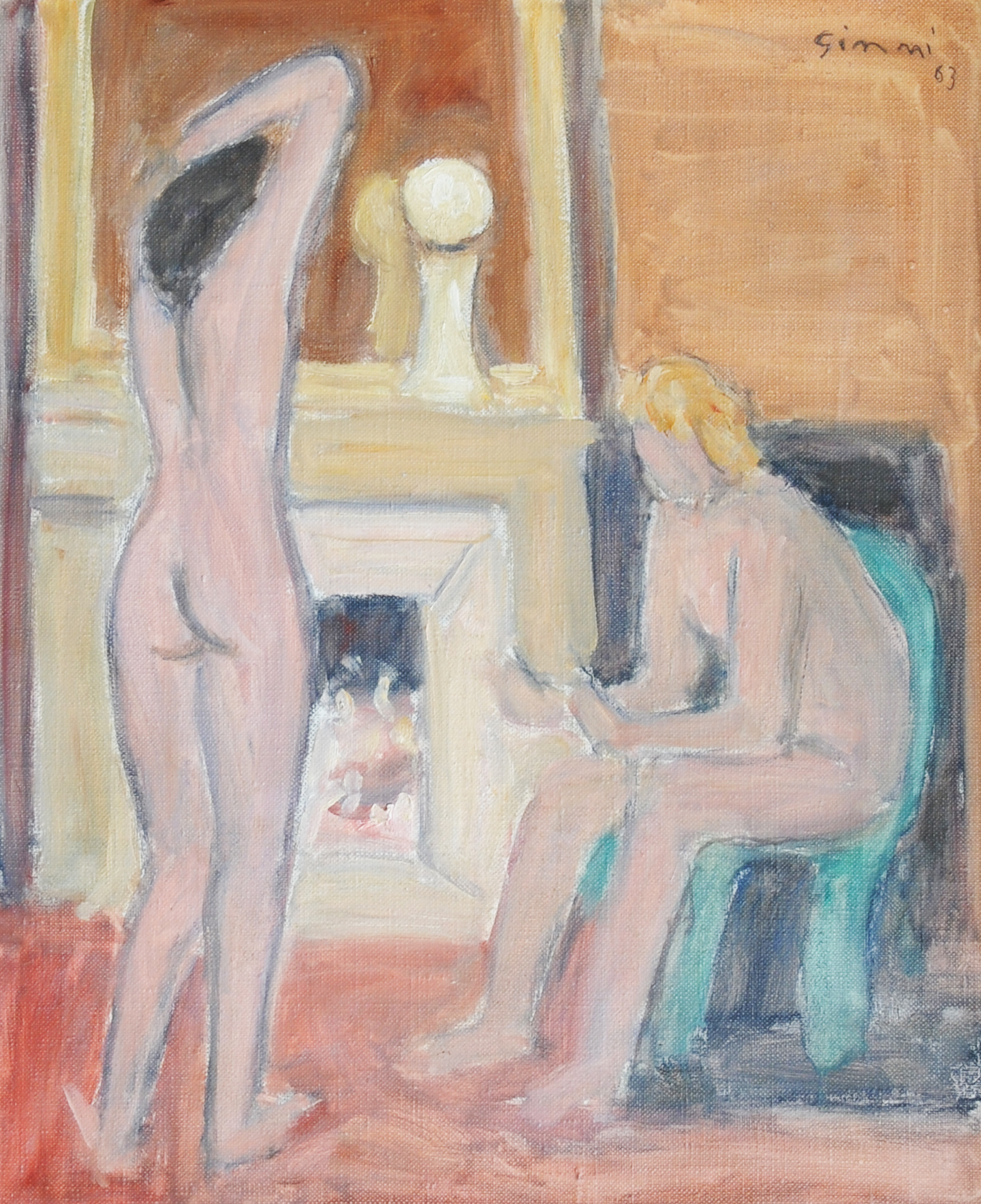 Wilhelm Gimmi, Deux nus devant la cheminée
