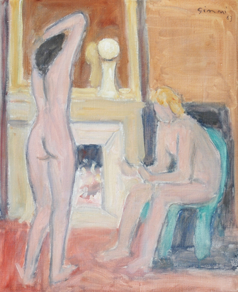 Deux nus devant la cheminée
