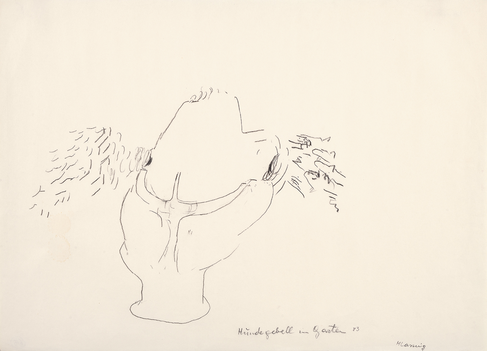 Maria Lassnig, Hundegebell im Garten