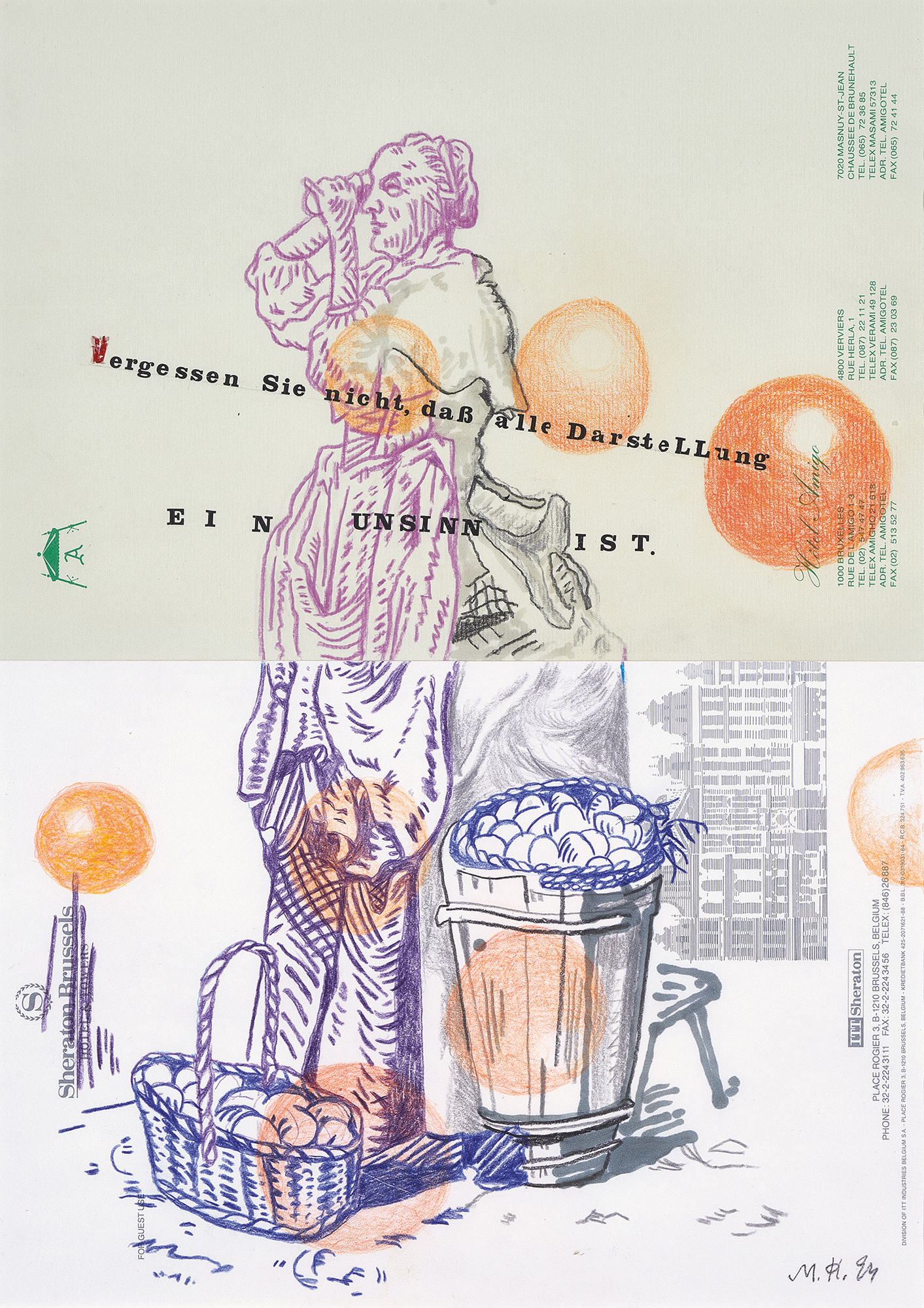 Martin Kippenberger, Hotelzeichnung (Sheraton Brussels/Hotel Amigo)