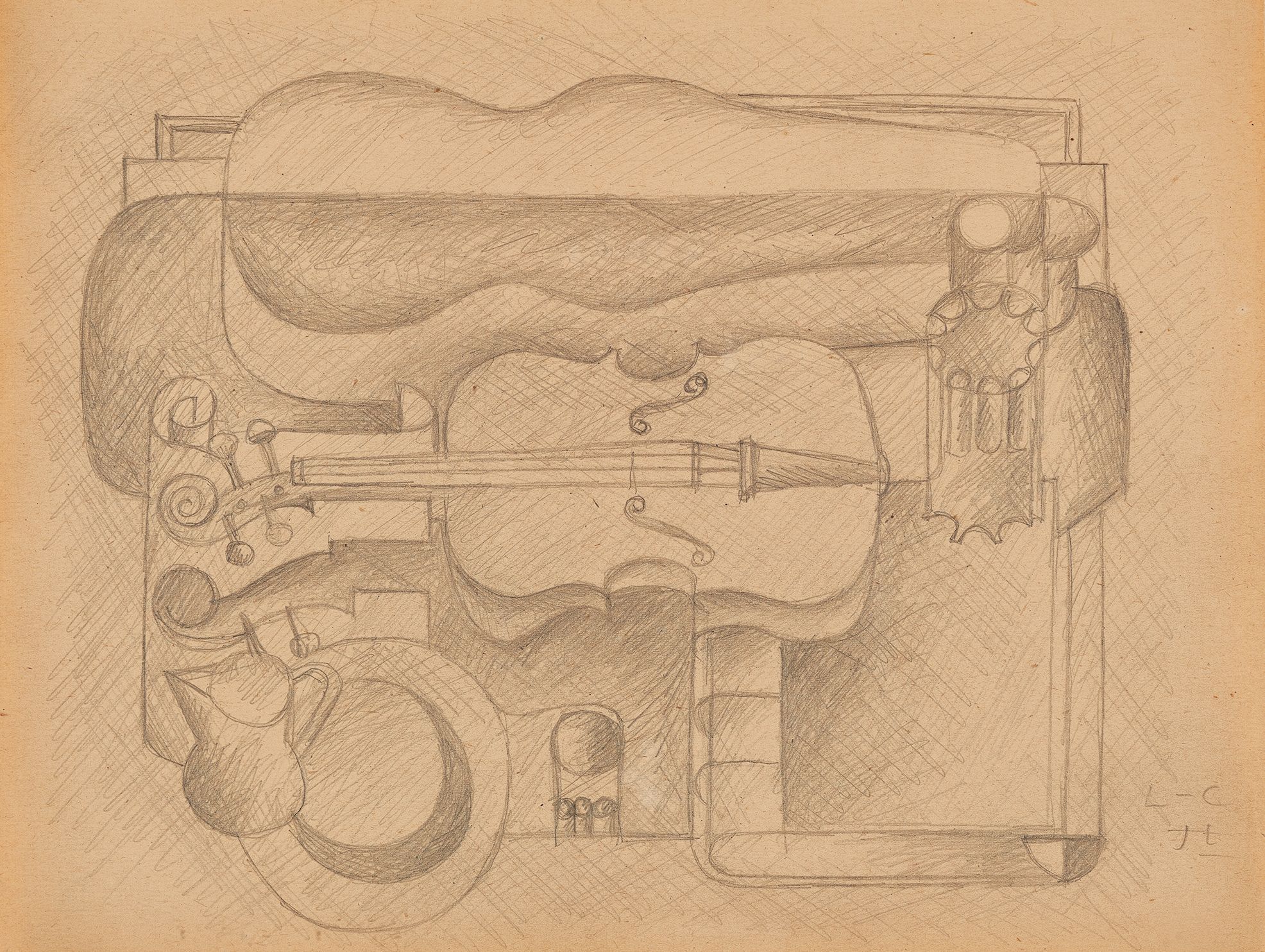 Le Corbusier, Dessin d'étude pour violon et boîte à violon