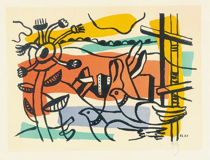 Composition aux deux oiseaux