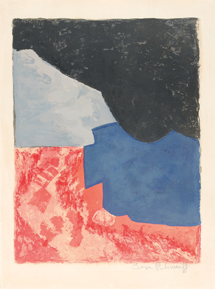 Composition rouge, grise et noire