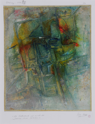 2 paintings: Die Kathedrale ist nicht die Summe ihrer Steine, 1999; Sand und Wasser geteilt, wie ein halbes Geständnis