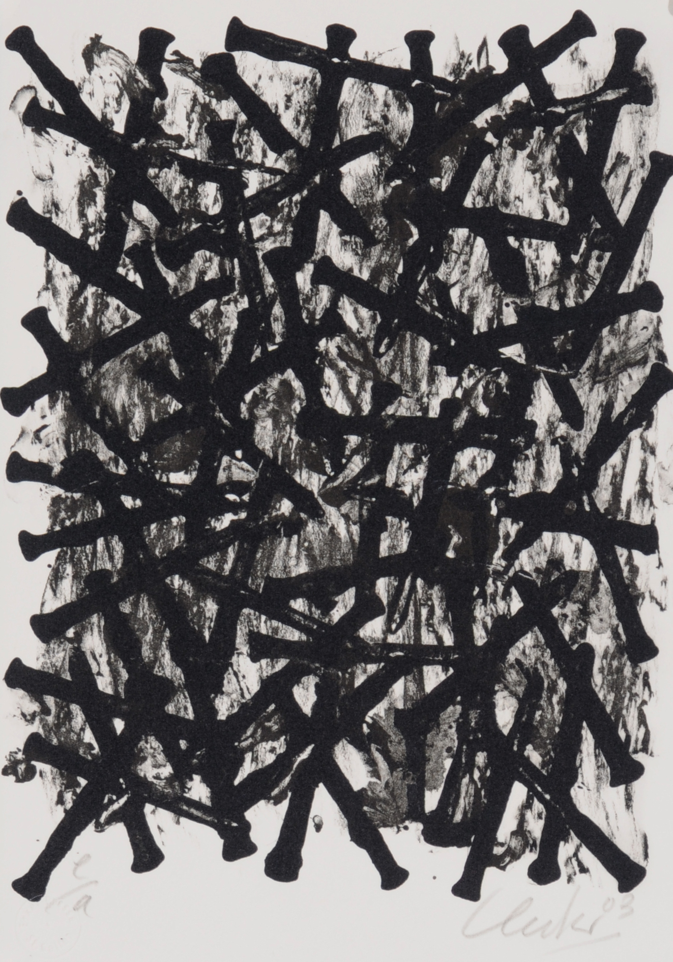 Günther Uecker, 2 sheets: Sheet from "Manuelle Strukturen", 1975; Kleines Nagelbrett, 2003