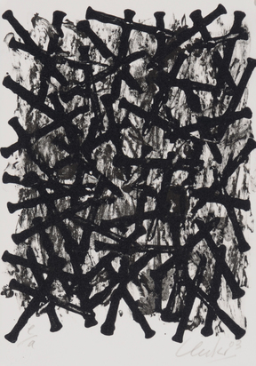 2 sheets: Sheet from "Manuelle Strukturen", 1975; Kleines Nagelbrett, 2003