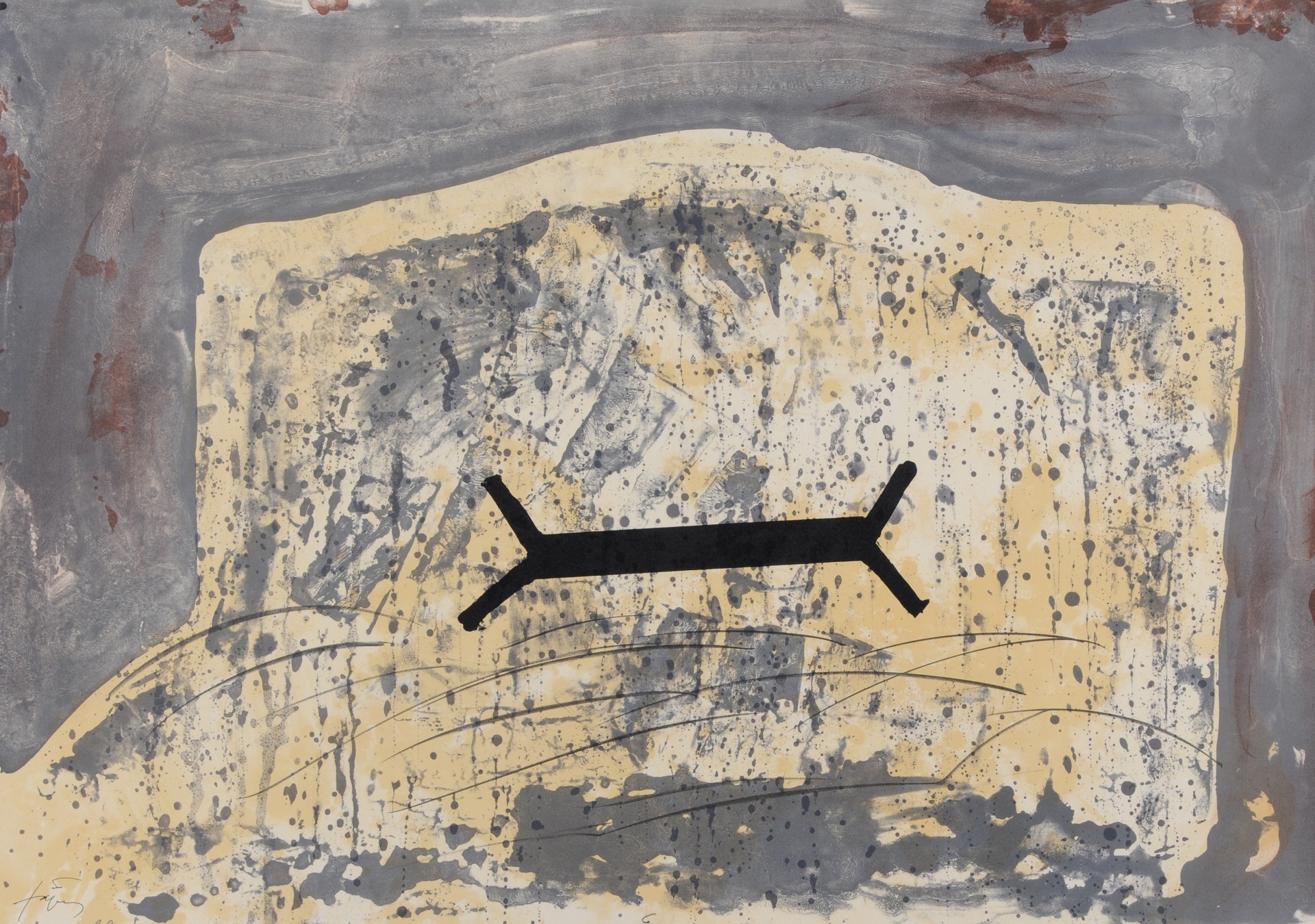 Antoni Tàpies, 2 sheets: Sheet from "Suite 63x90", 1980; Sheet from "Erinnerungen", 1988