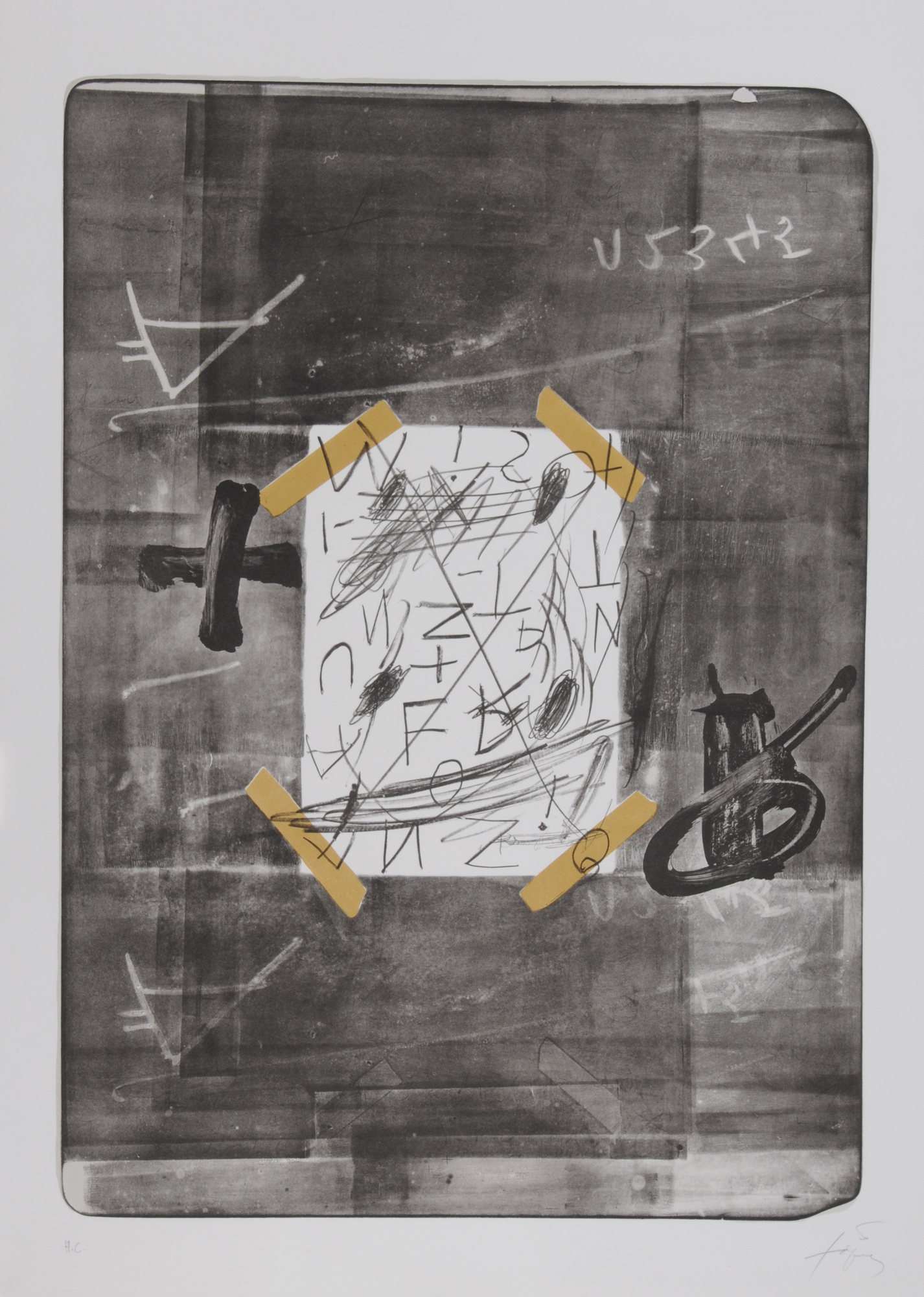 Antoni Tàpies, 2 sheets: Scotch, 1974; Bouche, 1987