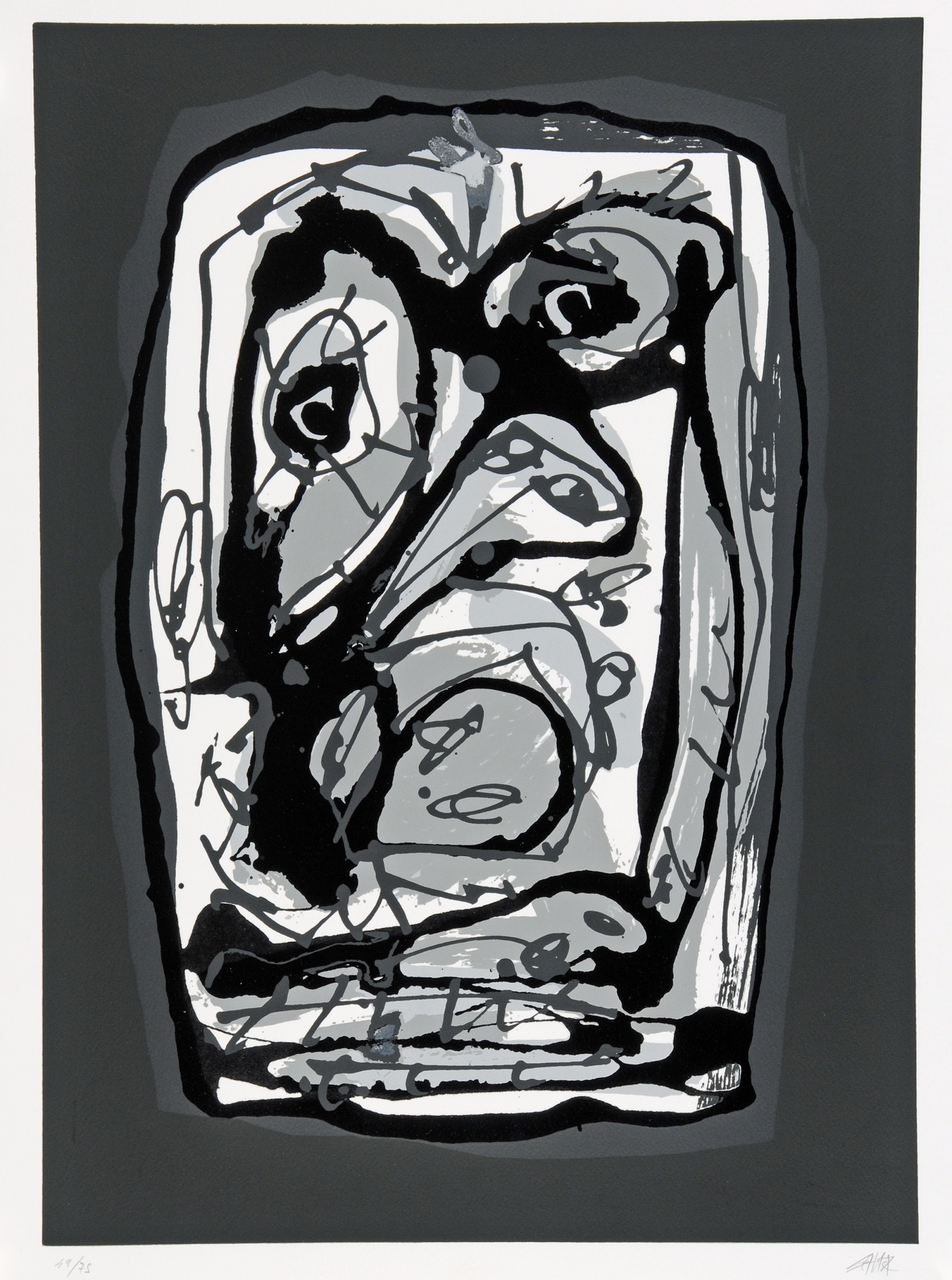 Antonio Saura, 4 sheets: Emblemas, 1978 (2);  Crucifixión, 1975; Placard, 1976