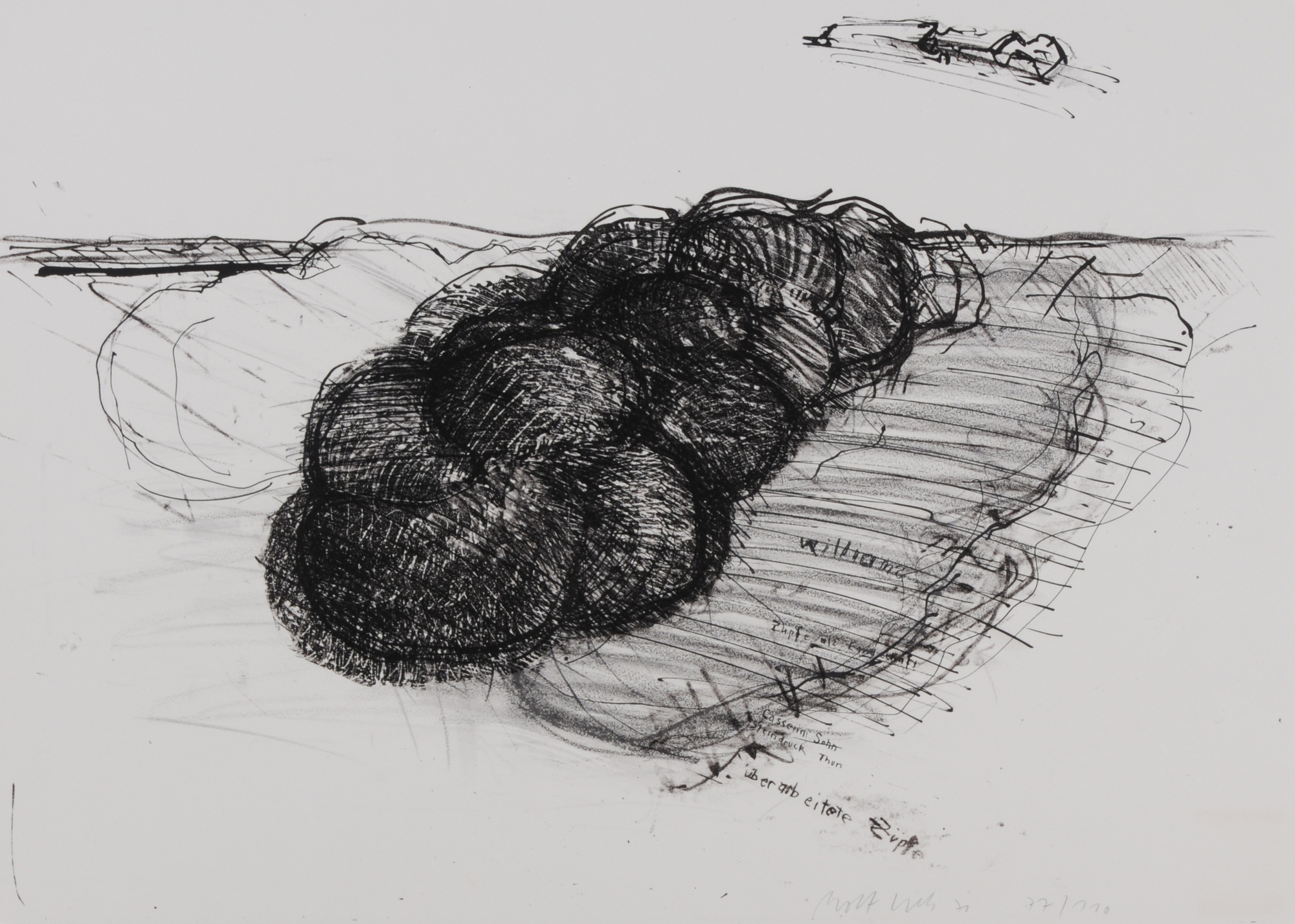Rolf Iseli, 2 Blätter: Chlämmerli Kunstkreis Luzern, 1970; Überarbeitete Züpfe
