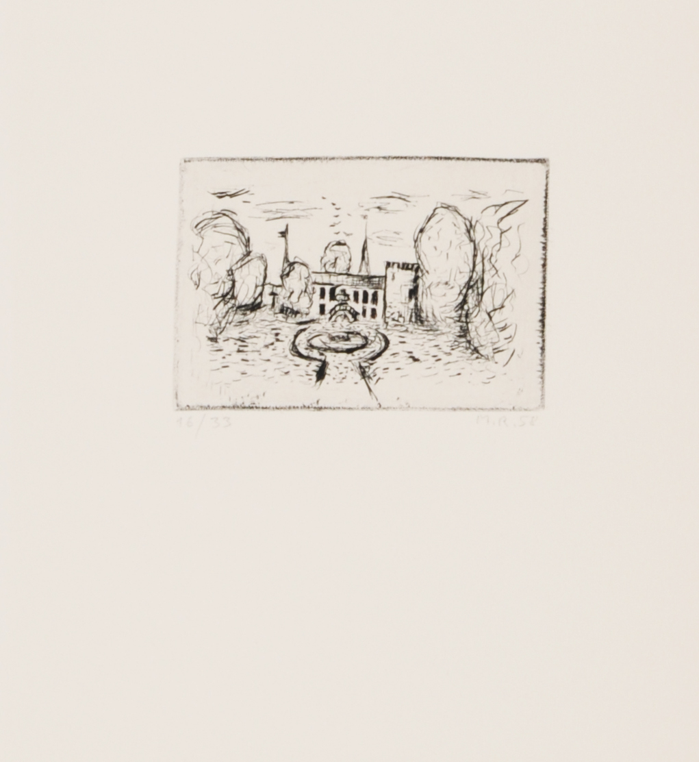 Markus Raetz, 4 Blätter: Schlösschen; Bäumchen; Kopf in Mäander; Ringer