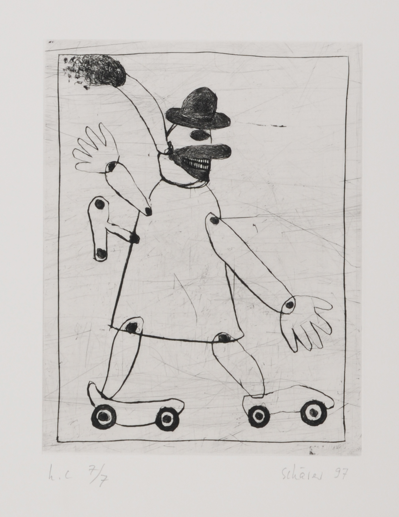 Hans Schärer, 3 sheets: Pablo, 1979; Der Besen, 1979; Aufzieh-Clown auf Rollschuhen