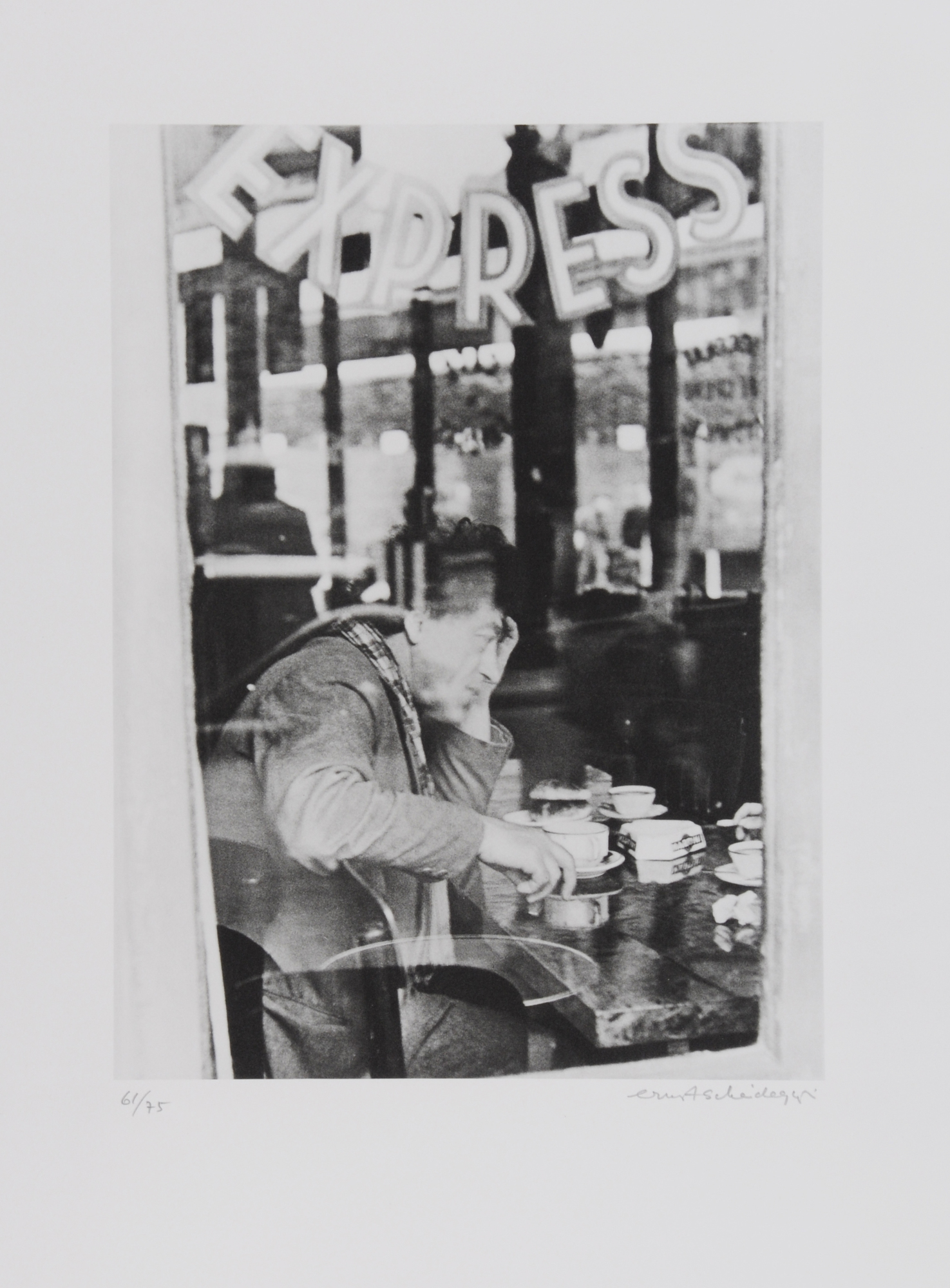 Ernst Scheidegger, 2 sheets: Giacometti im Atelier; Giacometti im Café