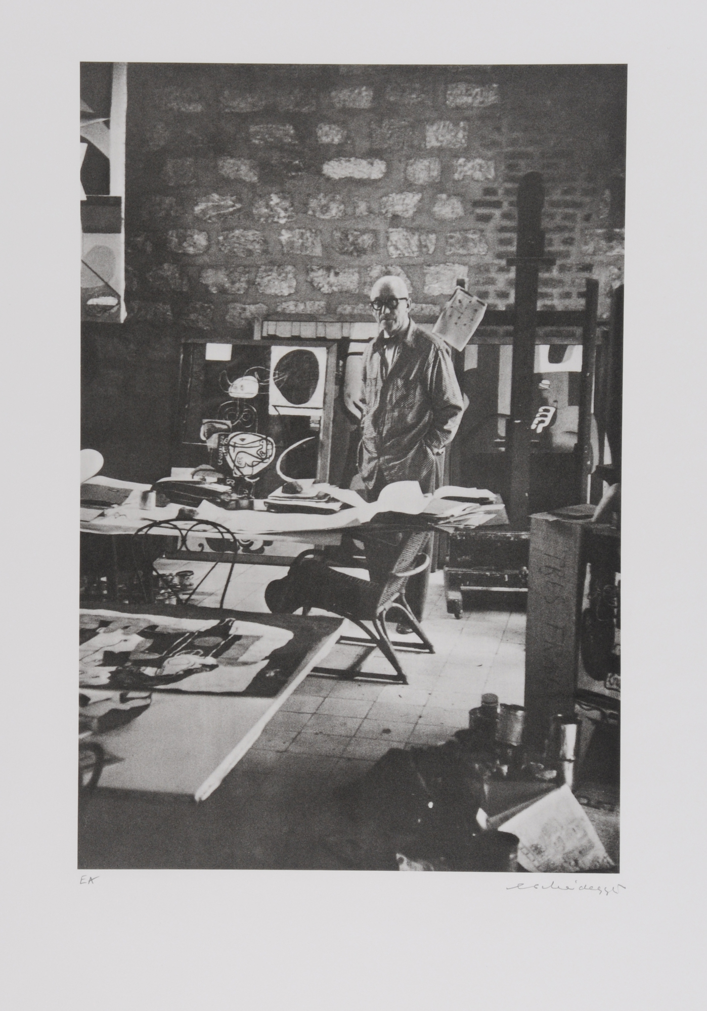 Ernst Scheidegger, 3 sheets: Le Corbusier im Atelier; Dalí beim Arbeiten; Giacometti-Figuren