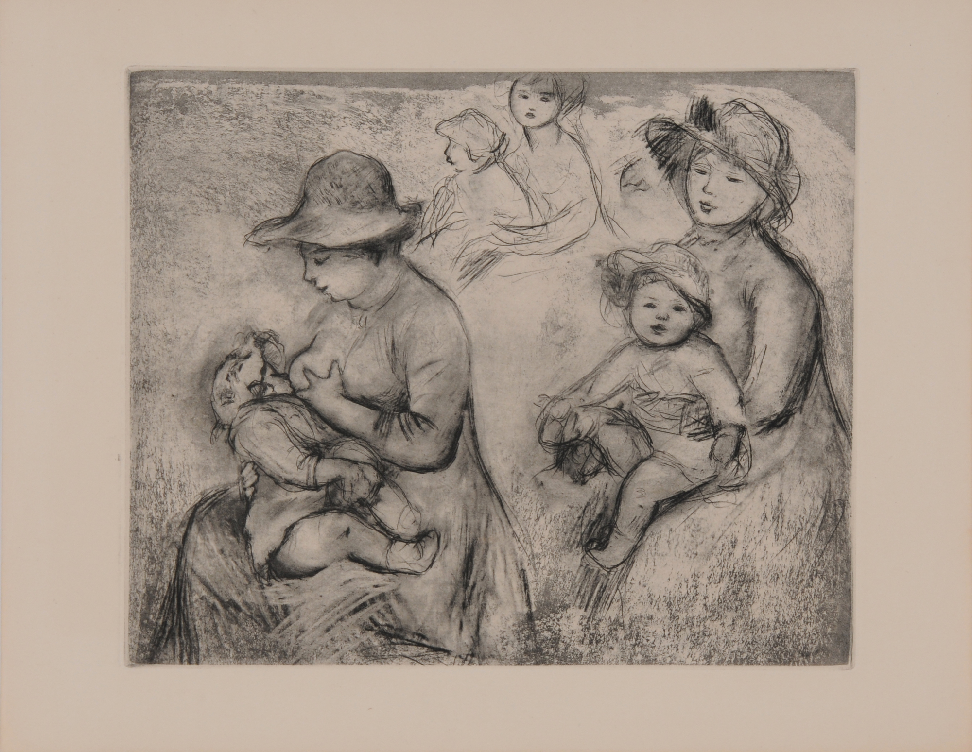 Grafik, 9 Blätter:   P. A. Renoir; A. Maillol;  P. Flora; H. Janssen;  M. Sala; H. Graumann; E. Heerich; Unbekannt