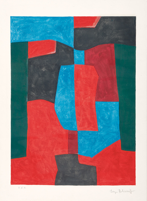 Composition rouge, verte et bleue