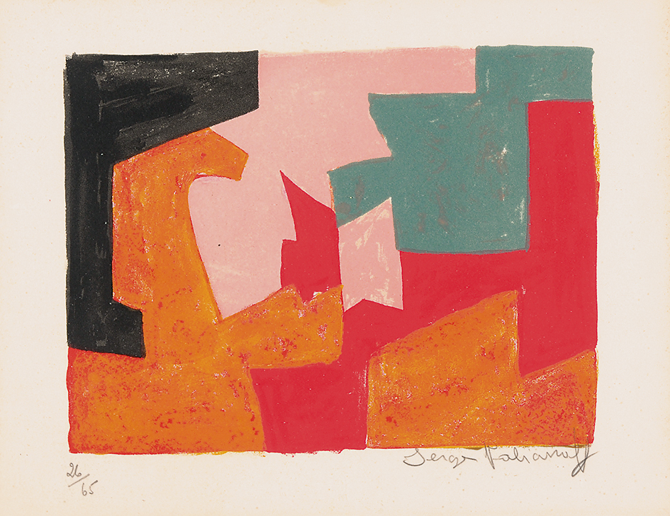 Serge Poliakoff, Composition orange, noire, rose, verte et rouge