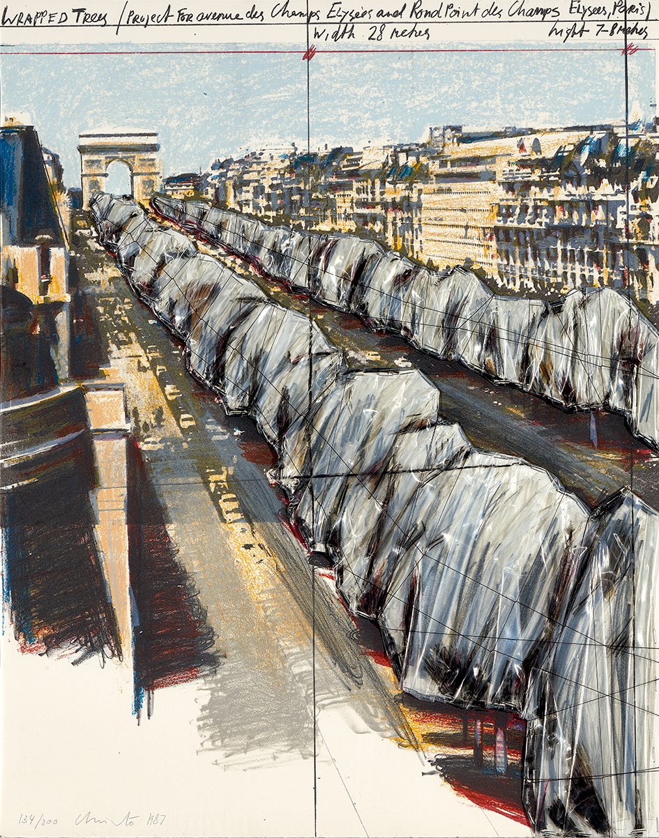 Christo, Wrapped Trees, Project for the Avenue des Champs-Elysées, Paris, 1987