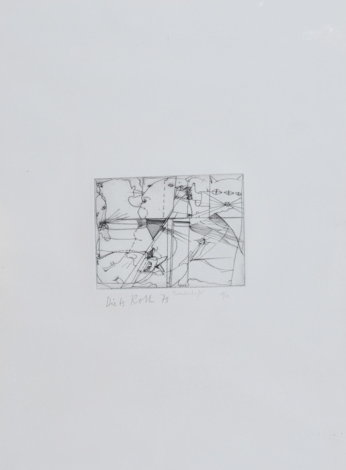 Dieter Roth, 3 Blätter: Das Schiff, 1973; Die Nacht, 1973; Landschaft, 1973