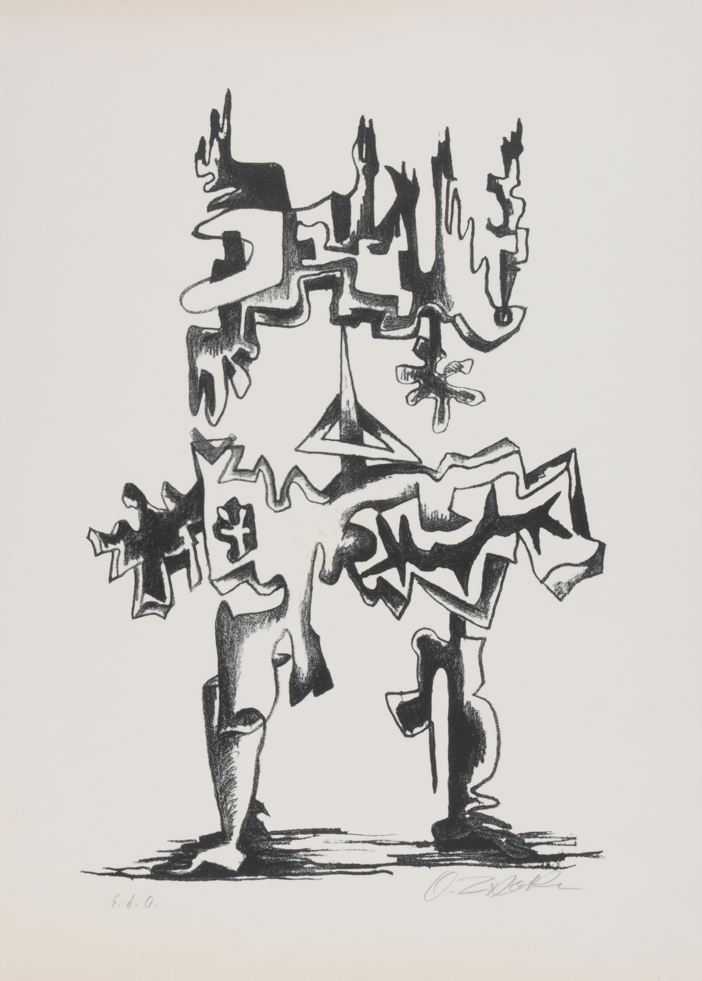 Grafik, 4 Blätter: O. Dix; O. Piene; G. Uecker; O. Zadkine