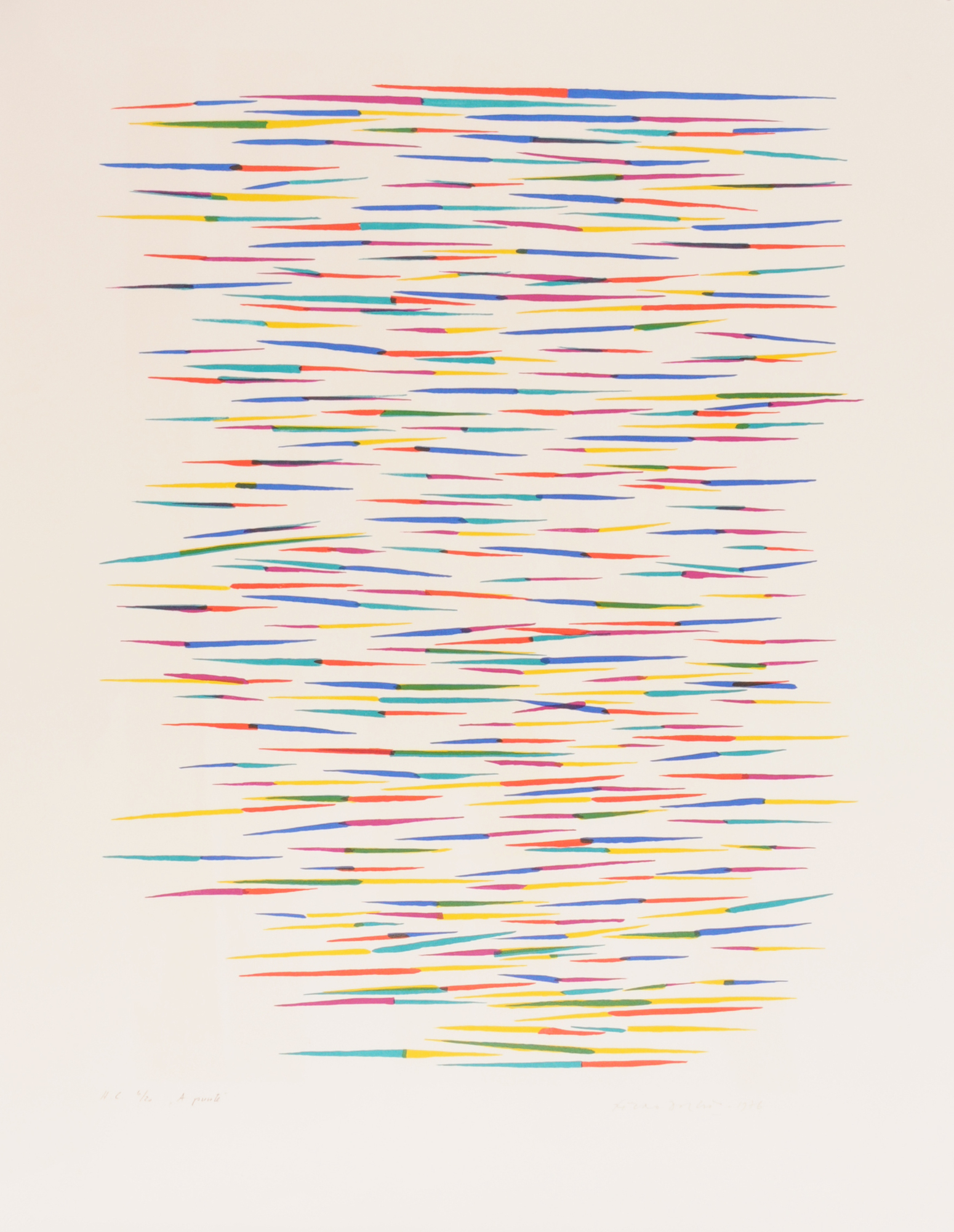 Piero Dorazio, 8 Blätter: Senza titolo, 1971; Senza titolo, 1973; Senza titolo, 1976; Embonan, 1976; Malono, 1976; Monolithis, 1976; Istrio, 1976; A punte