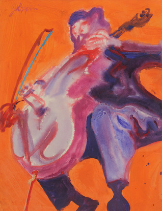 2 Zeichnungen: Violoncellista