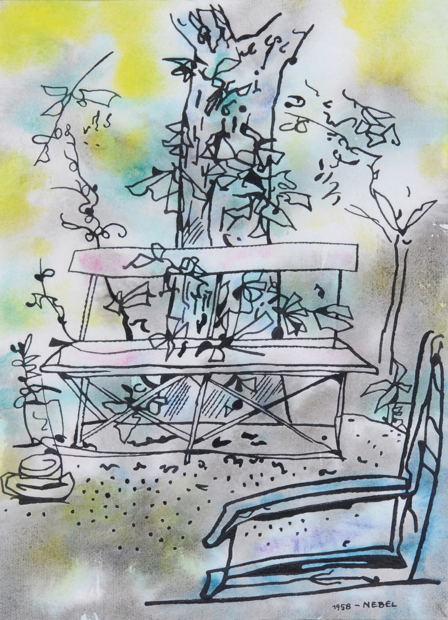 Otto Nebel, Gartenbank im Grünen