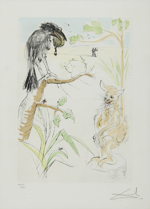 Le renard et le corbeau, aus "Le bestiaire de La Fontaine dalinisé"