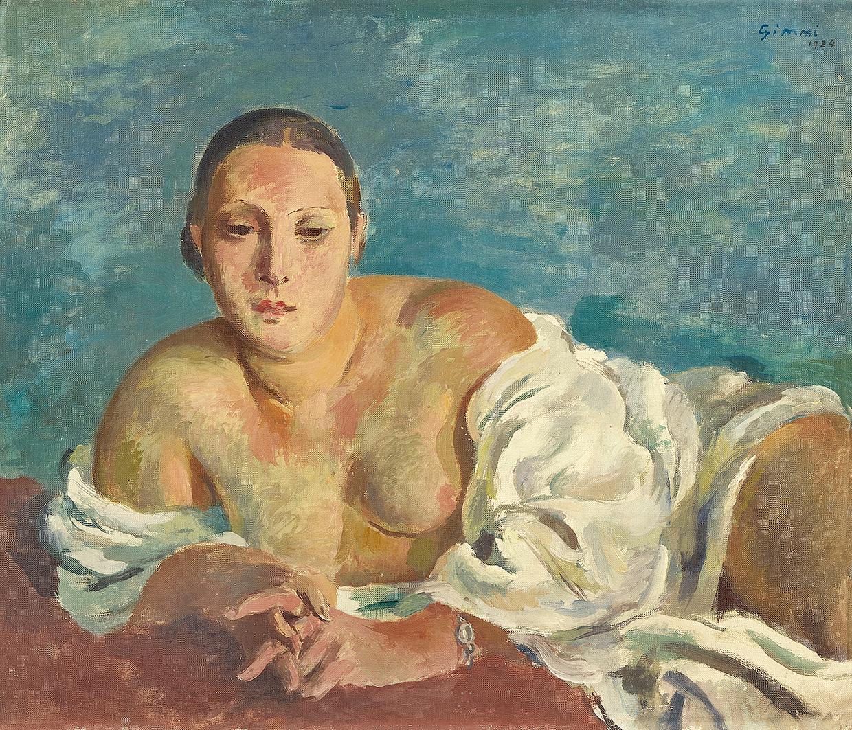 Wilhelm Gimmi, Demi-nu au peignoir