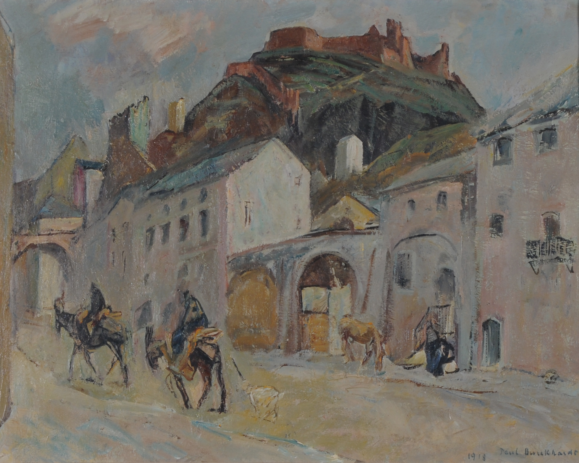 Paul Burckhardt, Häuserpartie in Sitten mit Blick auf Tourbillon (Raw of Houses in Sion with View on Tourbillon)