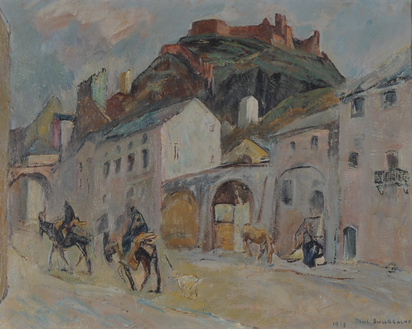 Häuserpartie in Sitten mit Blick auf Tourbillon (Raw of Houses in Sion with View on Tourbillon)