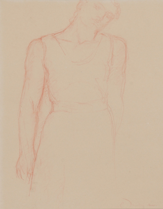 2 drawings: Femme allongée; Femme debout