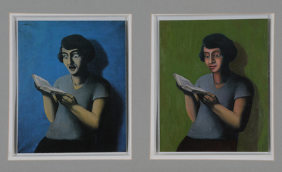Diptych. Untitled (The Submissive Reader, after Magritte)