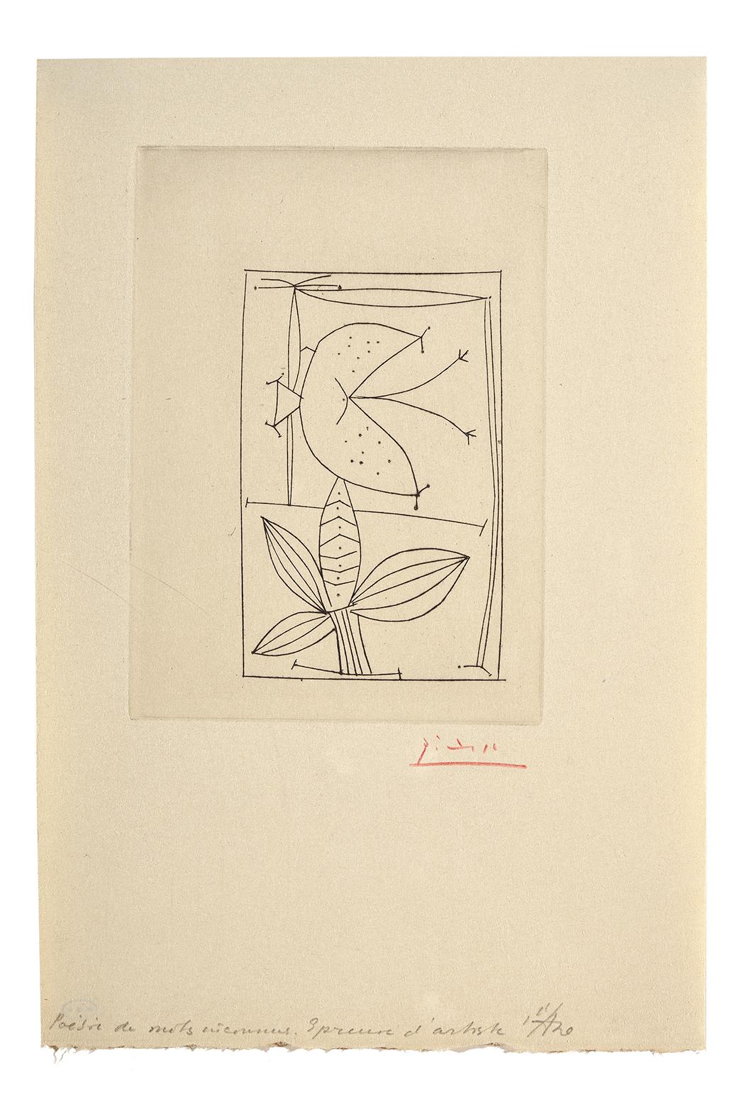 Pablo Picasso, Blatt aus "Poésie de mots inconnus"