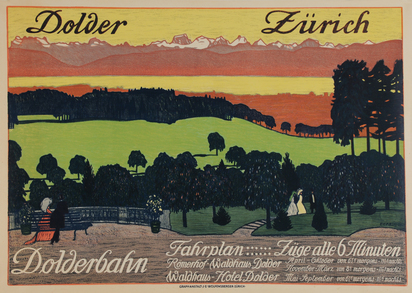Plakat. Dolder Zürich - Dolderbahn Fahrplan