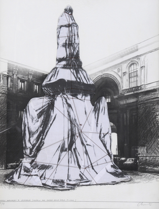 Wrapped Monument to Leonardo (Project for Piazza della Scala Milano)