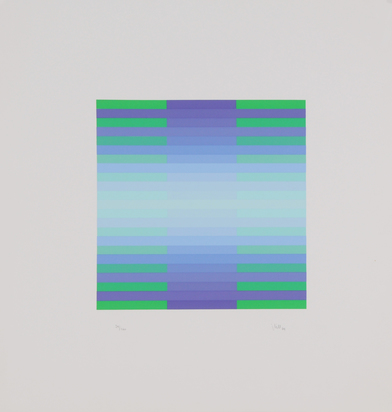 3 sheets: Plura 2, 1974; Grauviolett/orangerot/iris, 1974; Green, 1987
