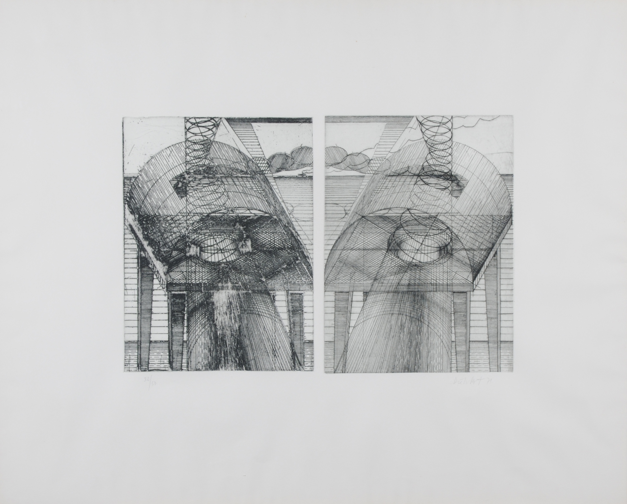 Dieter Roth, 2 Blätter: An der See, 1971; 2 mal Äpfel, 1975