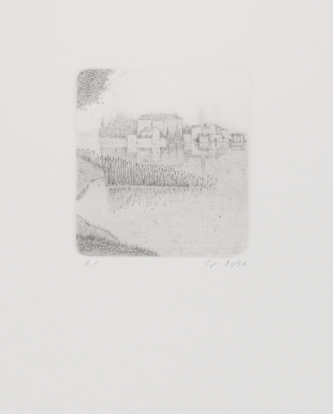 Antonio Calderara, 7 sheets: Il fante, 1933; Il vicolo, 1935; Nevicata, 1935; L'Isola, 1936; Orta, 1936; Paesaggio Invernale, 1936; Lui et Lei, 1958