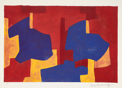 Composition jaune, bleue et rouge