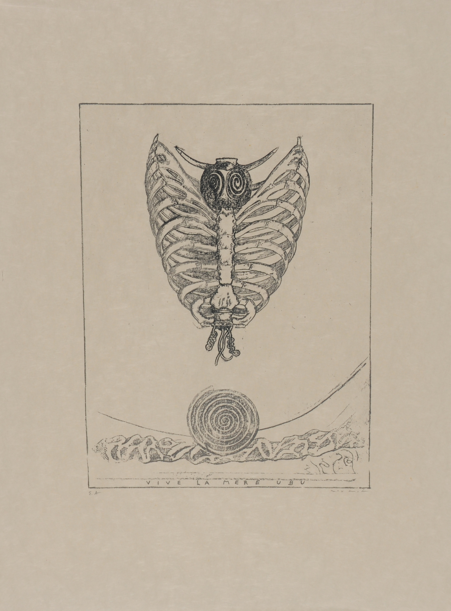 Max Ernst, 2 sheets: Déchants d'atelier, 1968; Sheet from "Alfred Jarry, Décervelages"