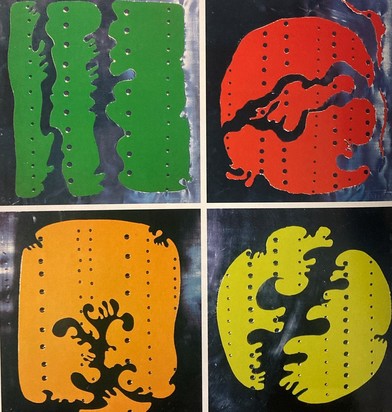 Concetto Spaziale (rot, gelb, orange, grün), 1965